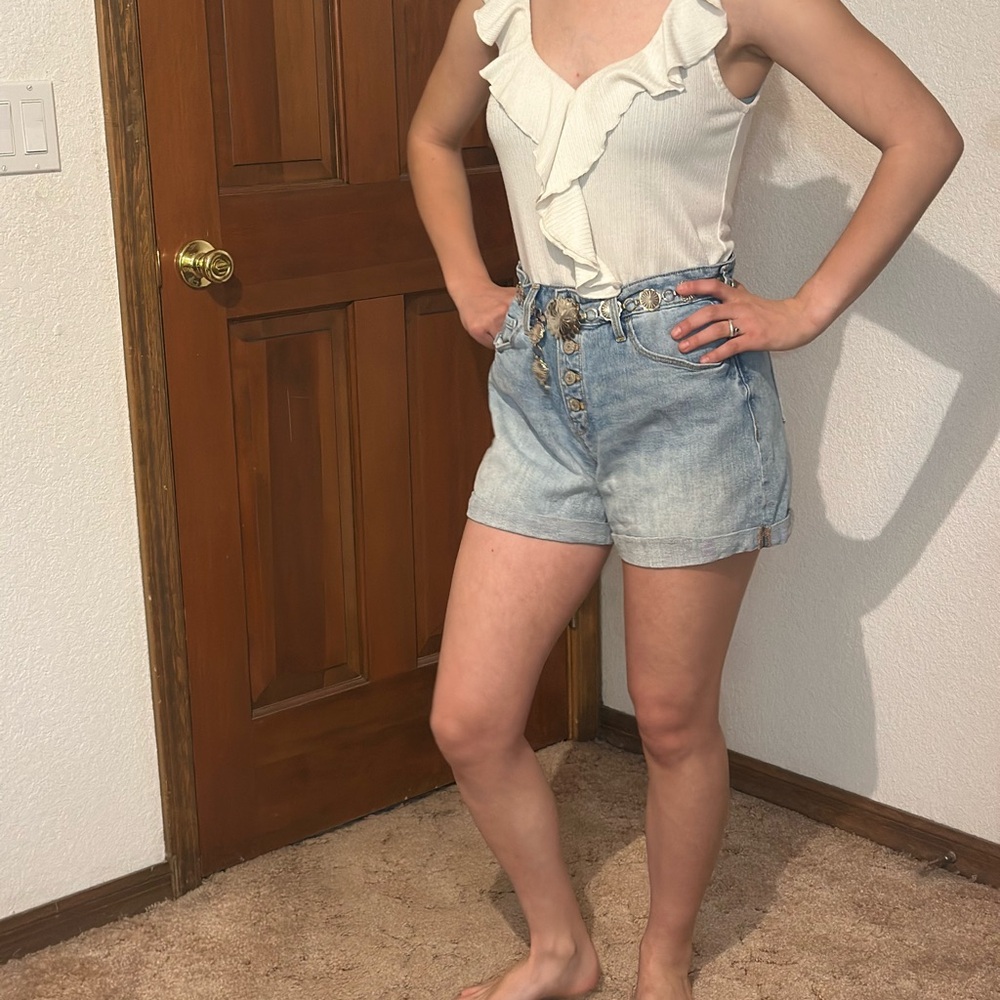 Old Navy Light Blue High-Waist Button-Fly Denim Shorts